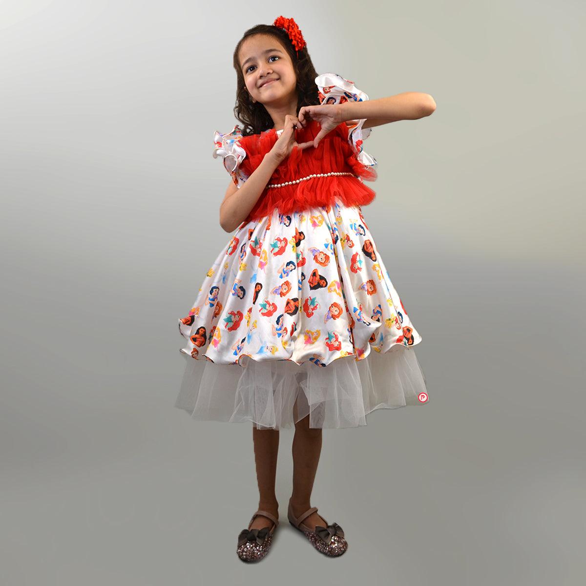 Princess Ruffled Satin Dress - Picco Ricco 
