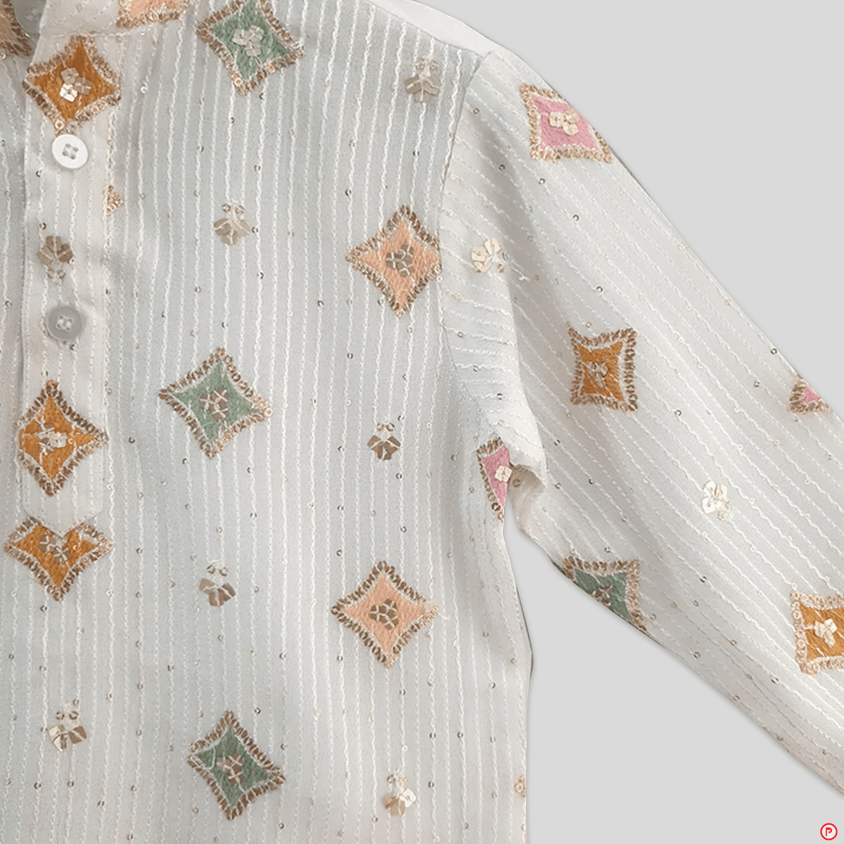 White Solid Georgette Kurta & Pyjama - Picco Ricco 