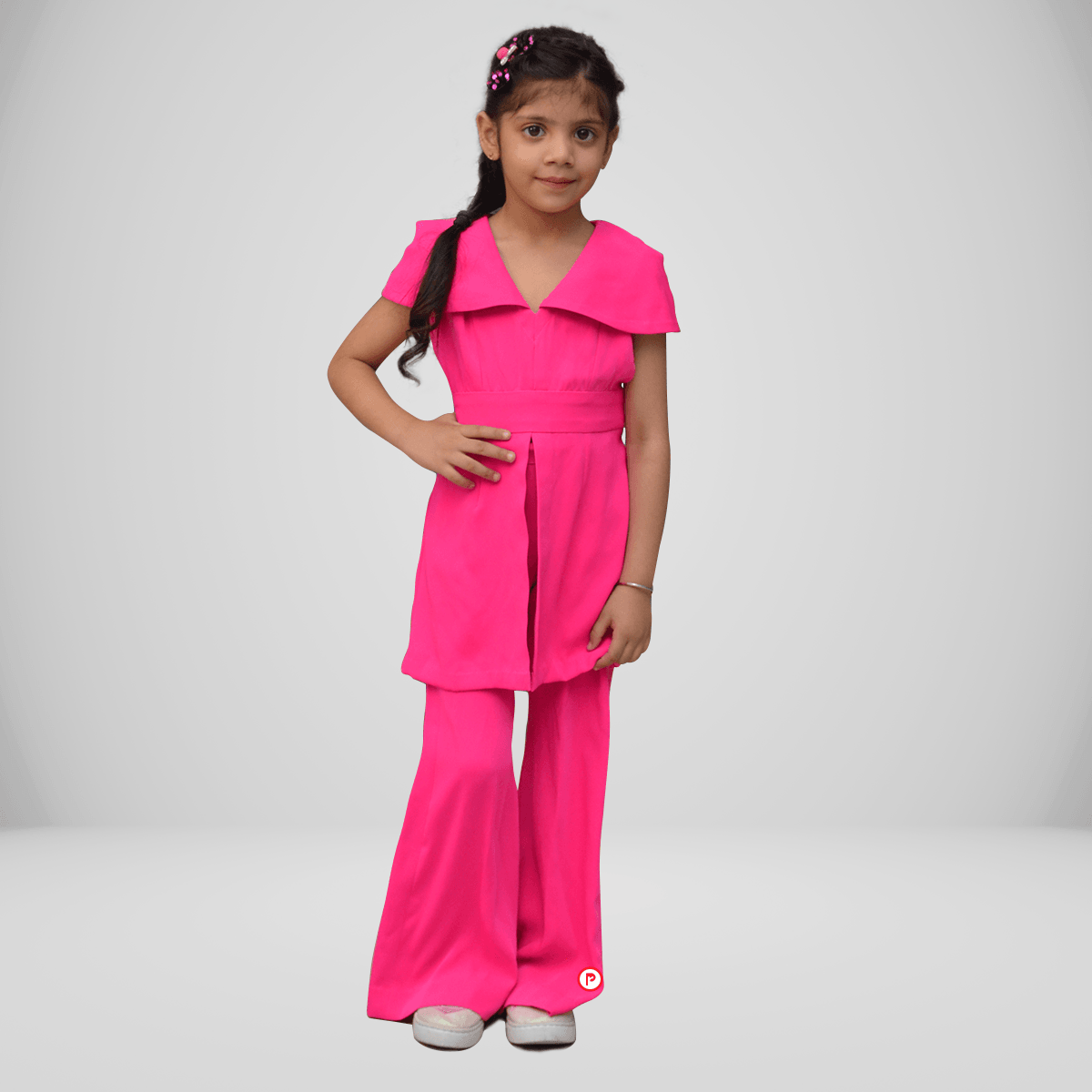 Magenta Crepe Peplum Top & Pant Set - Picco Ricco 