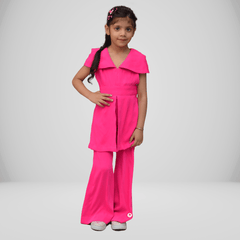 Magenta Crepe Peplum Top & Pant Set - Picco Ricco 