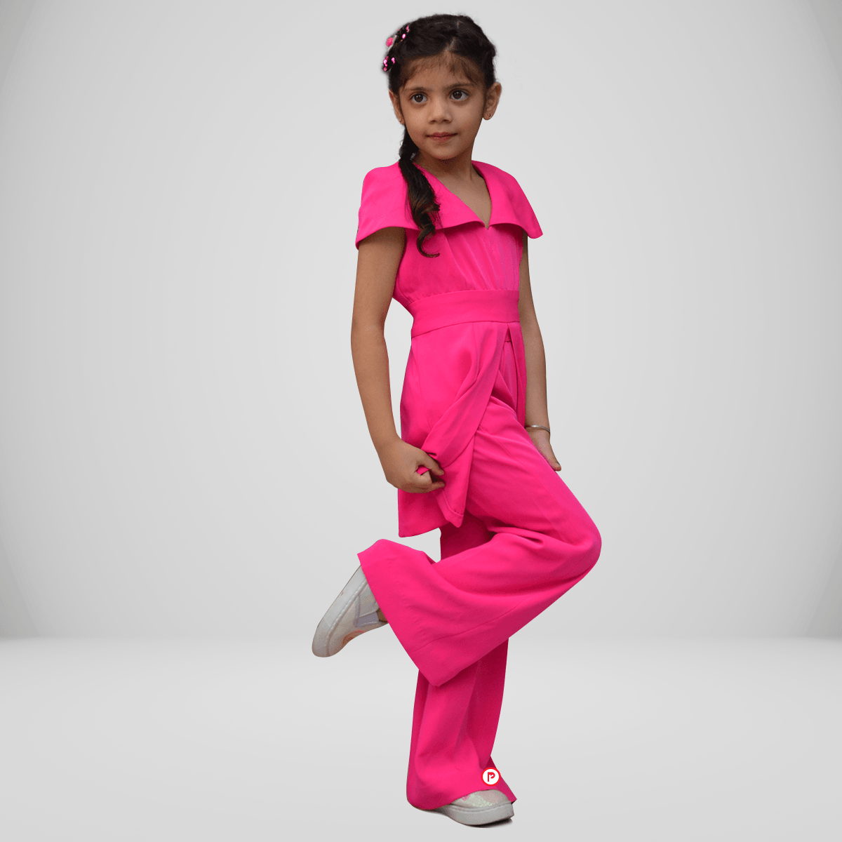 Magenta Crepe Peplum Top & Pant Set - Picco Ricco 
