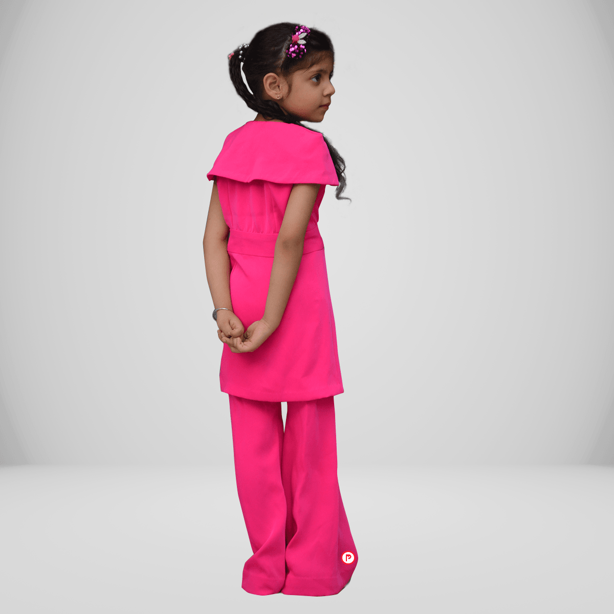 Magenta Crepe Peplum Top & Pant Set - Picco Ricco 
