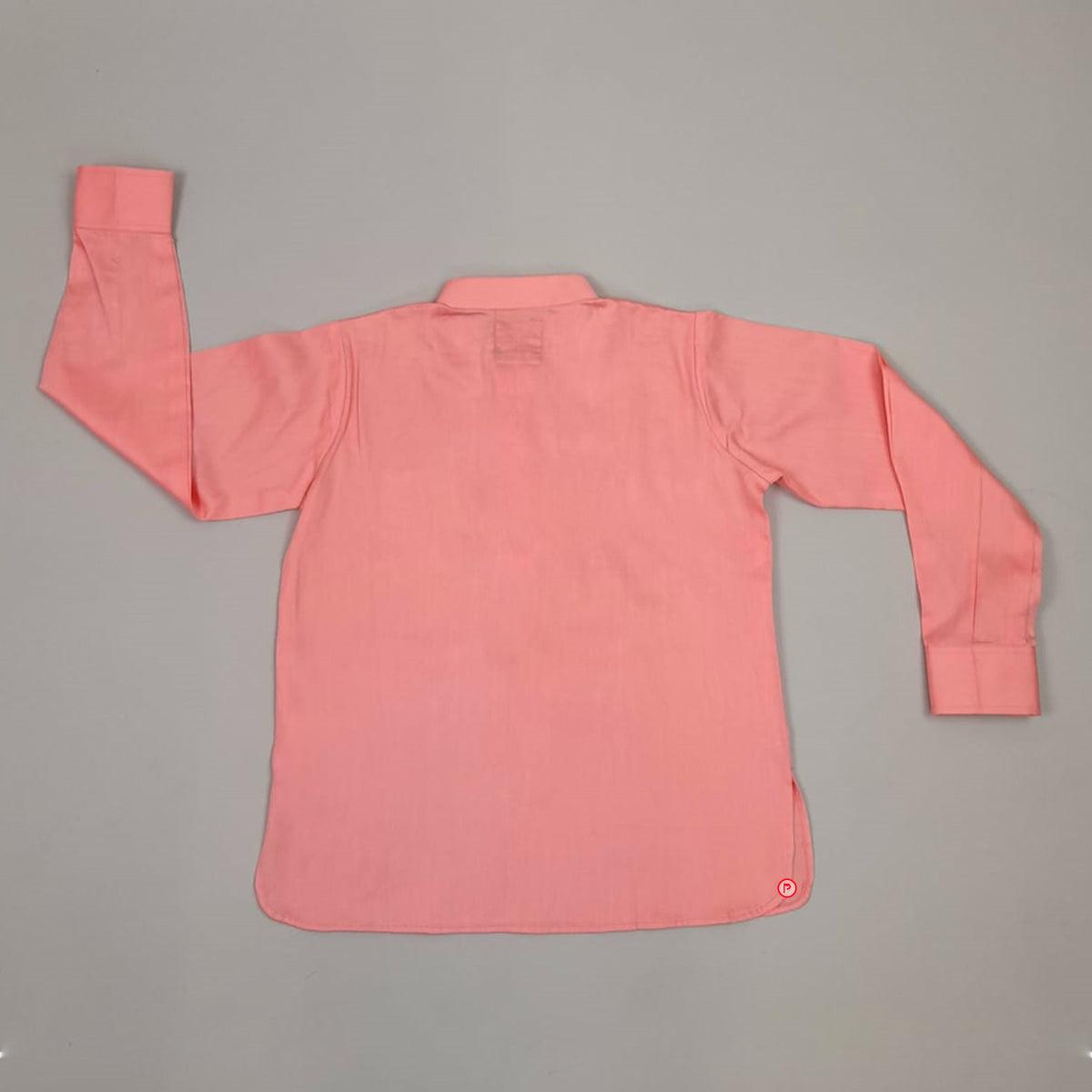 Quartz Pink Kitten Shirt Embroidered Shirt Kurta For Ethnic Casual Wear Kids Boys Collection. 