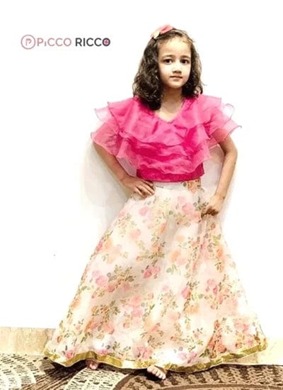 Pink Frill Lehenga Dress