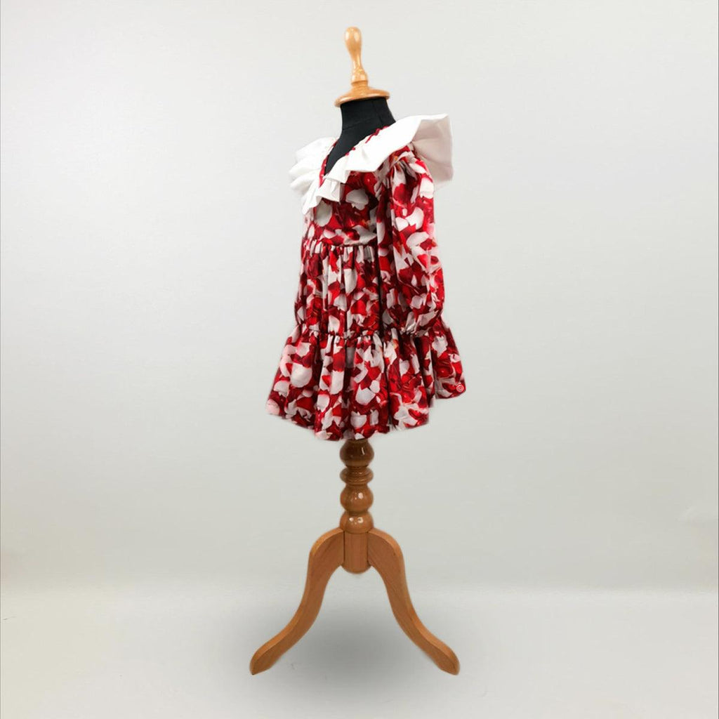 Red white Fit and Flare Dress for Girls