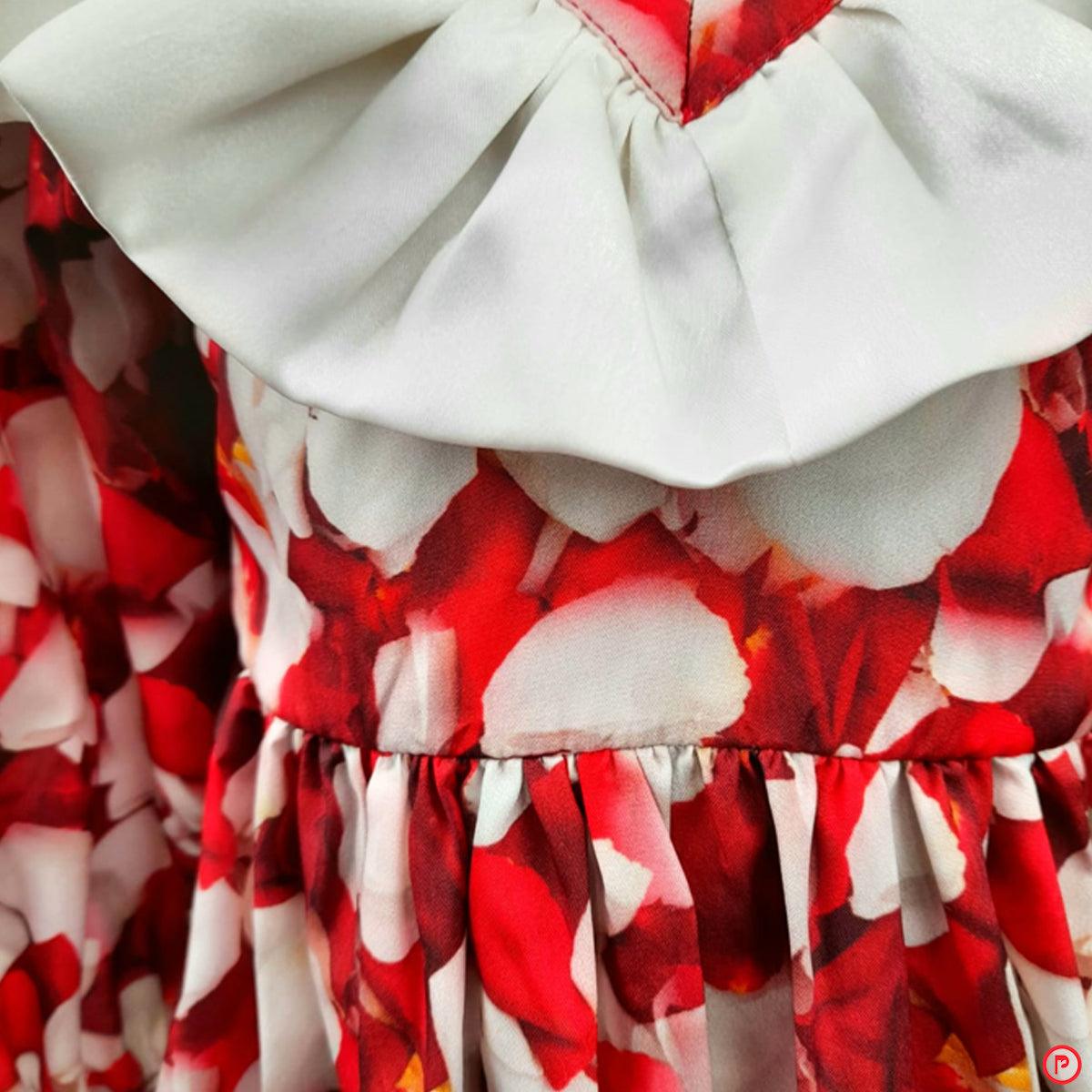 Rose Petal Printed Tiered Dress - Picco Ricco 